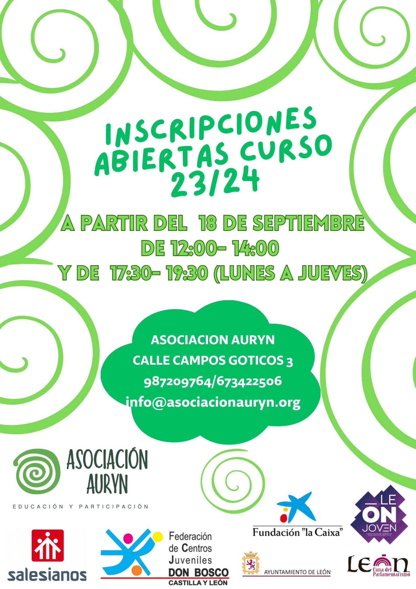 INSCRIPCIONES ABIERTAS CURSO 23/24